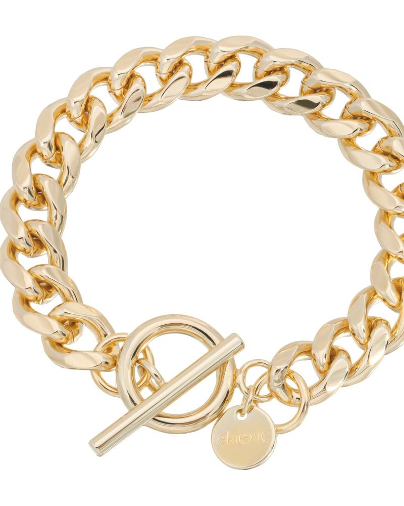 Front of a size 6.5" Kris Bracelet 6.5" Gold in Gold by Eklexic. | dia_product_style_image_id:279327